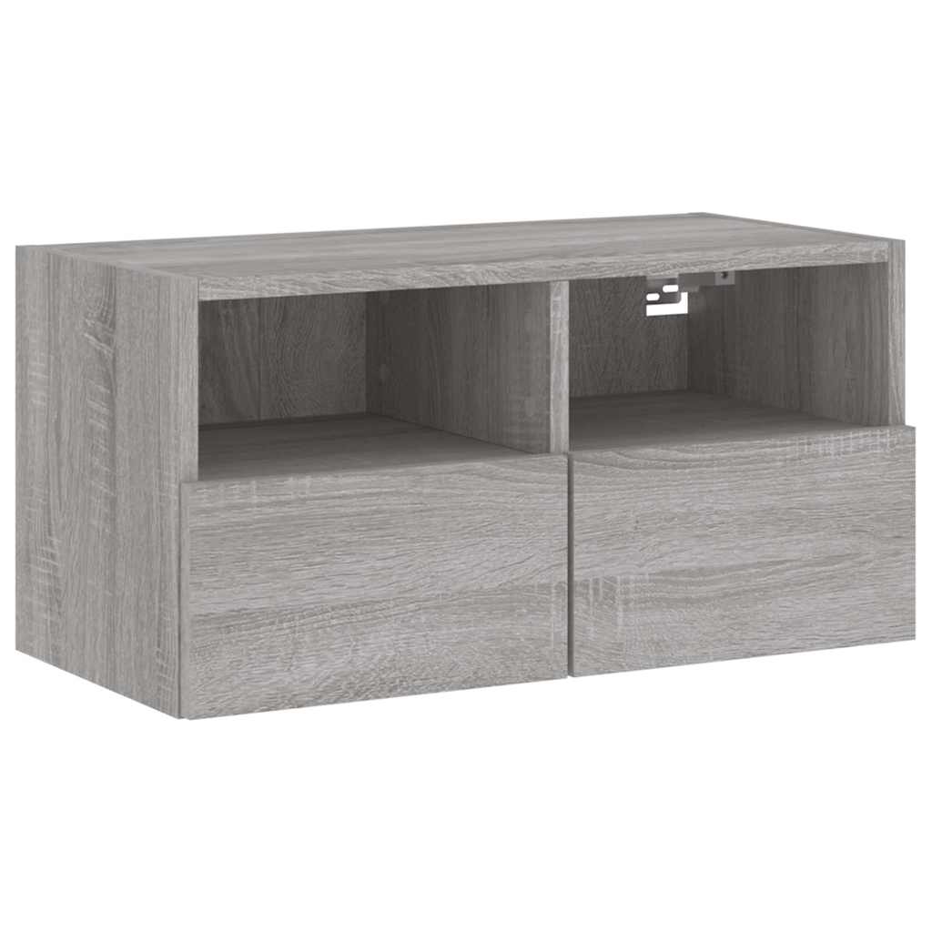 væghængt tv-bord 60x30x30 cm konstrueret træ grå sonoma-eg