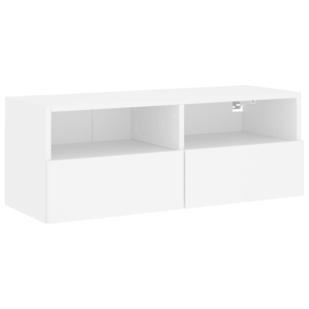 væghængt tv-bord 80x30x30 cm konstrueret træ hvid