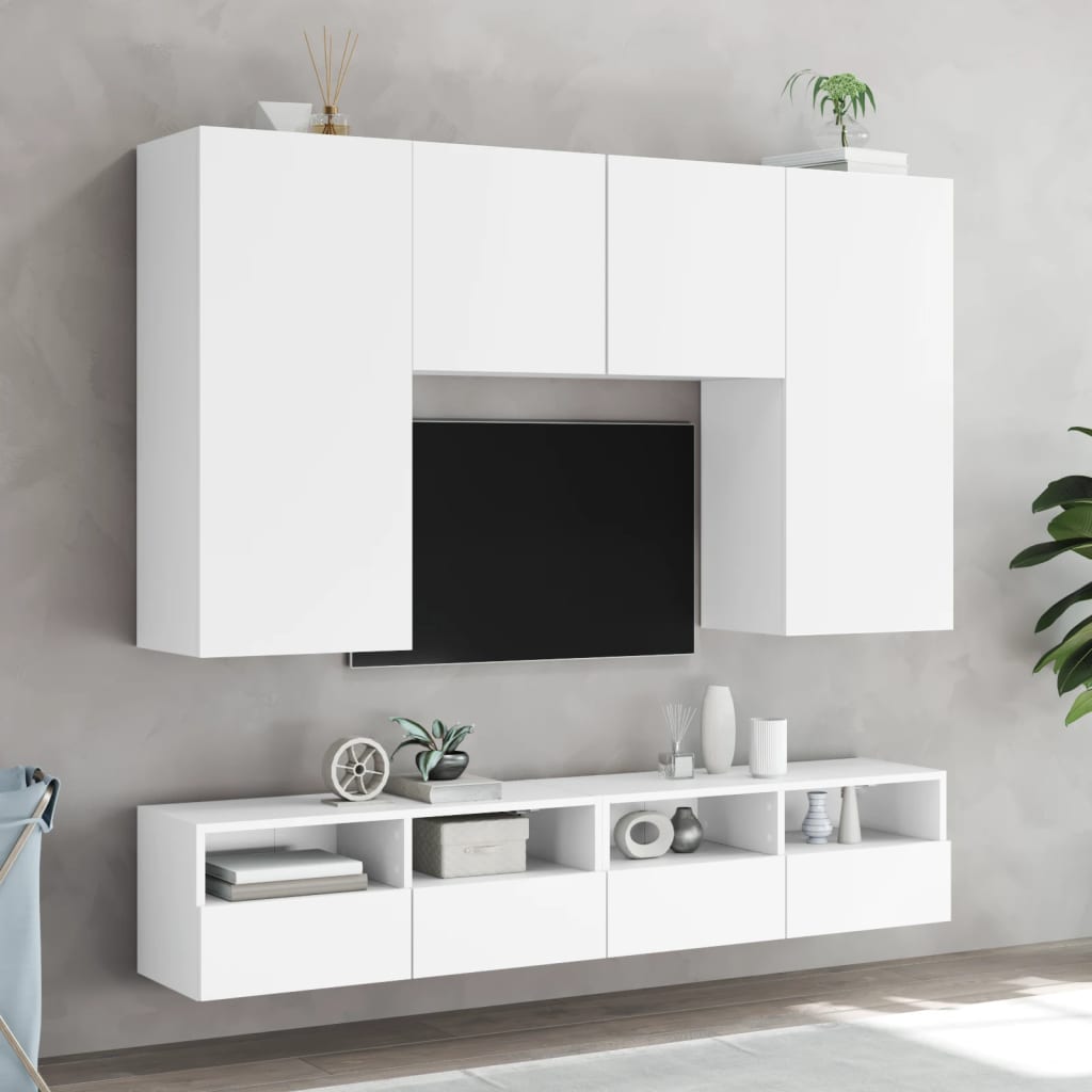 væghængt tv-bord 80x30x30 cm konstrueret træ hvid