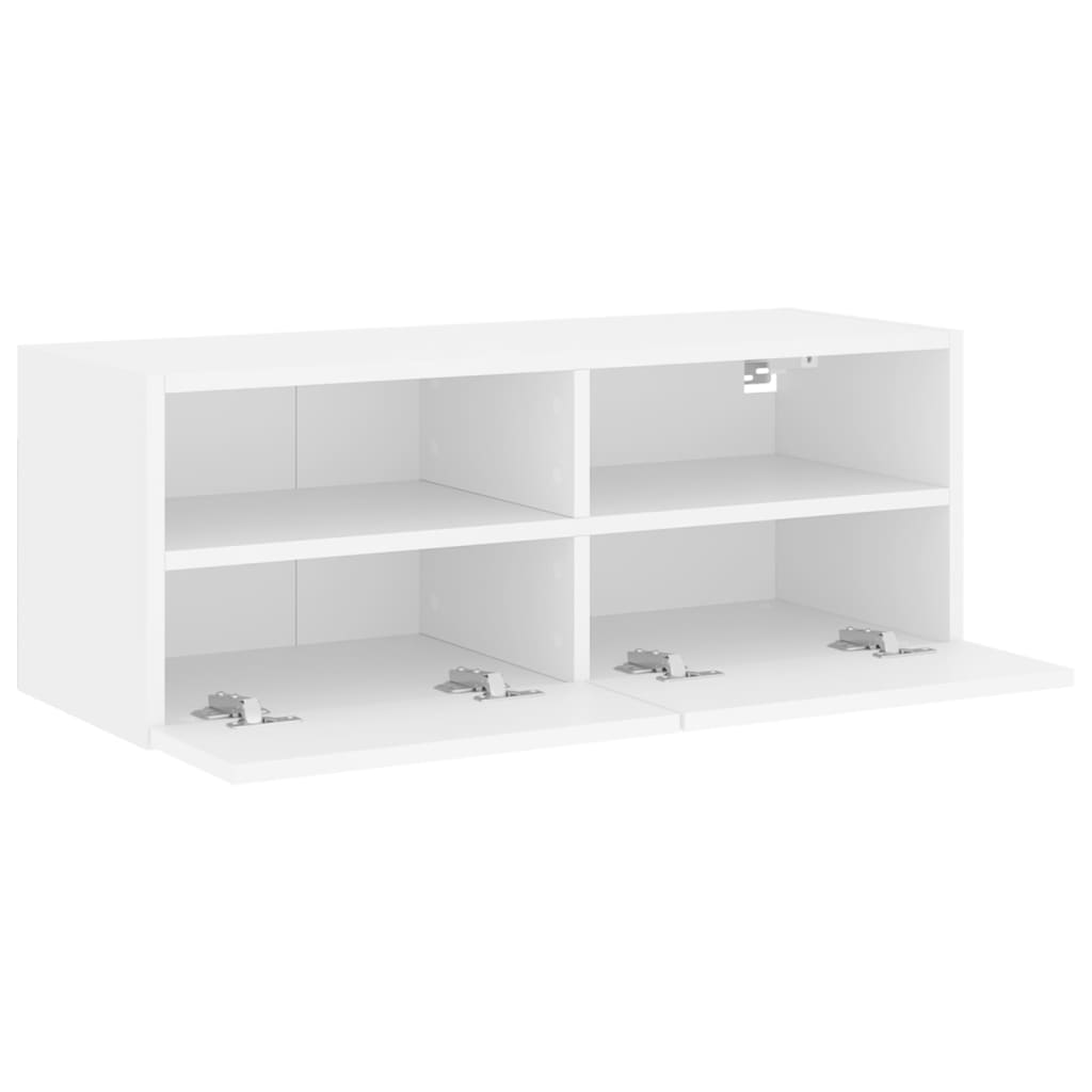 væghængt tv-bord 80x30x30 cm konstrueret træ hvid