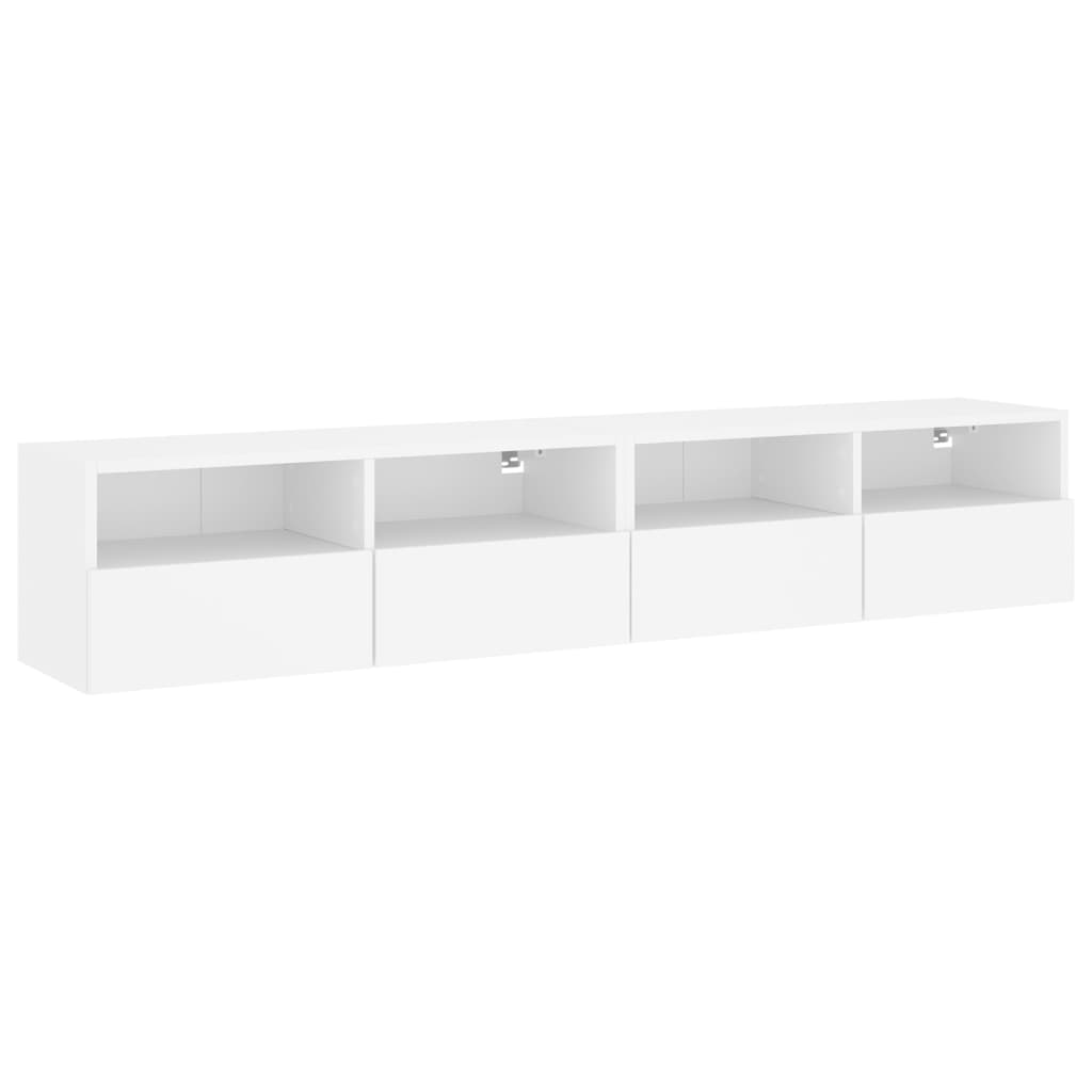 væghængte tv-borde 2 stk. 80x30x30 cm konstrueret træ hvid