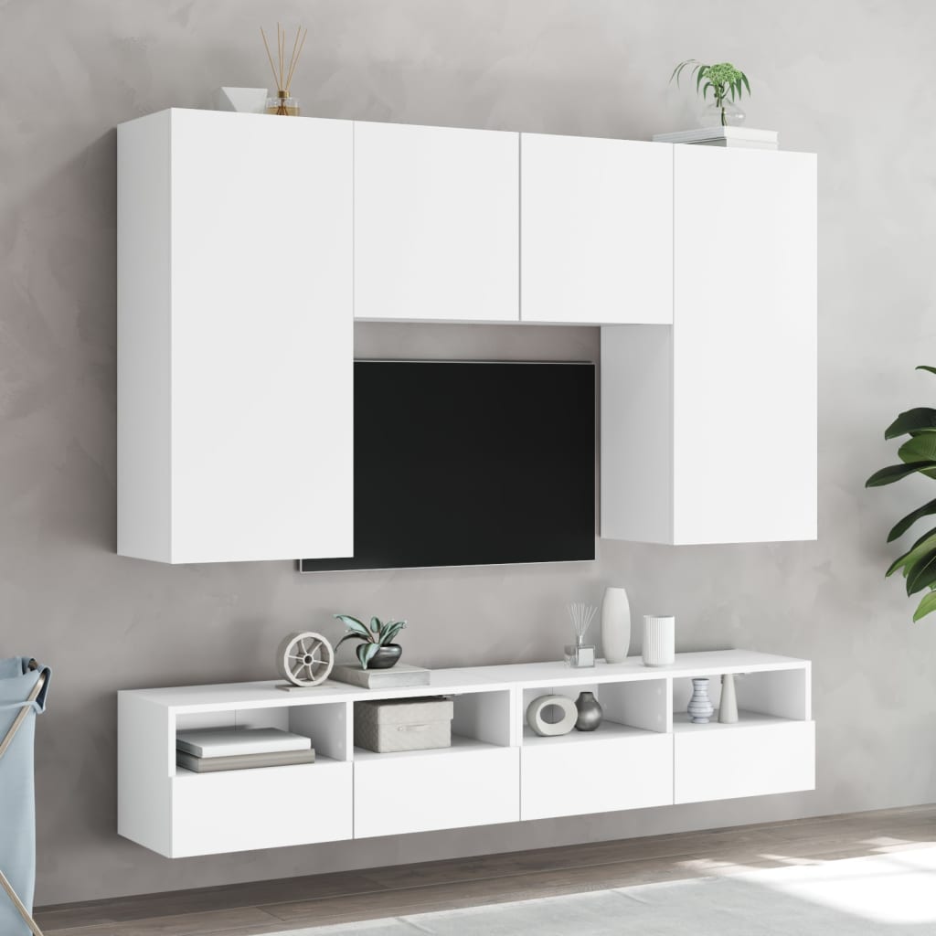 væghængte tv-borde 2 stk. 80x30x30 cm konstrueret træ hvid