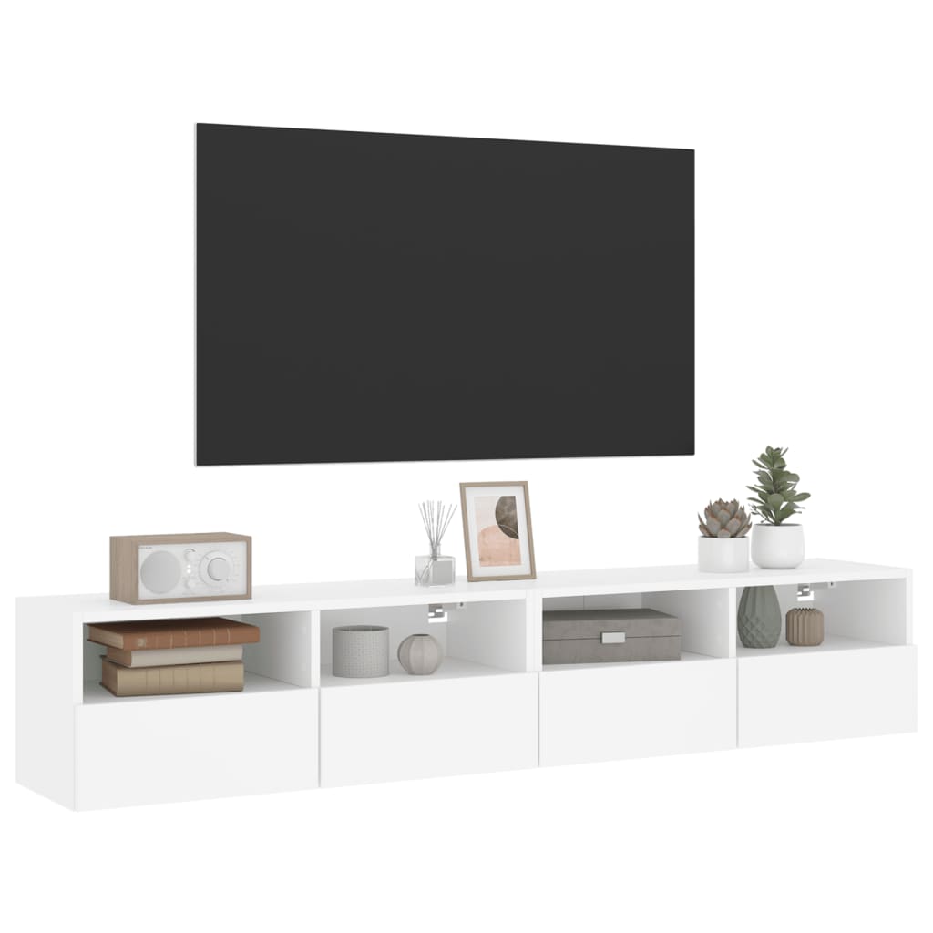 væghængte tv-borde 2 stk. 80x30x30 cm konstrueret træ hvid