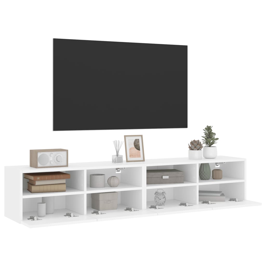 væghængte tv-borde 2 stk. 80x30x30 cm konstrueret træ hvid