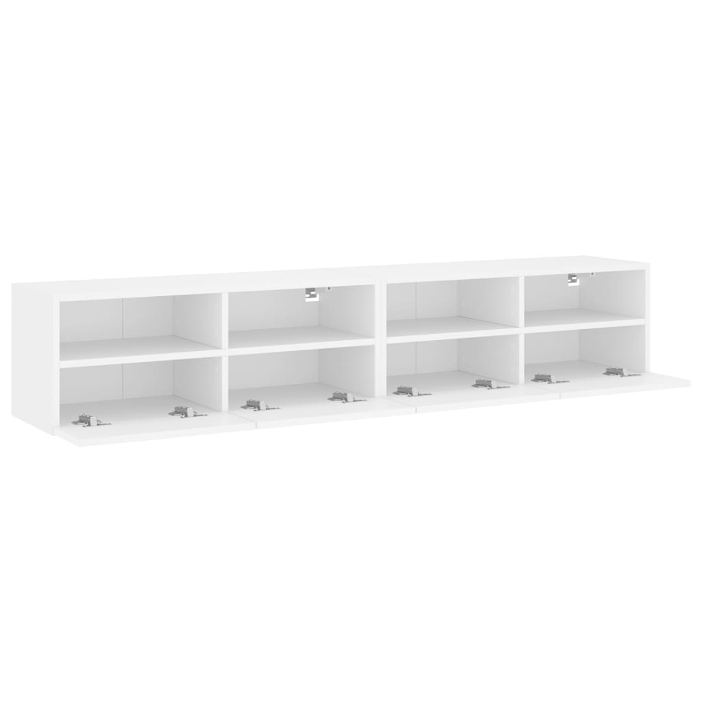 væghængte tv-borde 2 stk. 80x30x30 cm konstrueret træ hvid