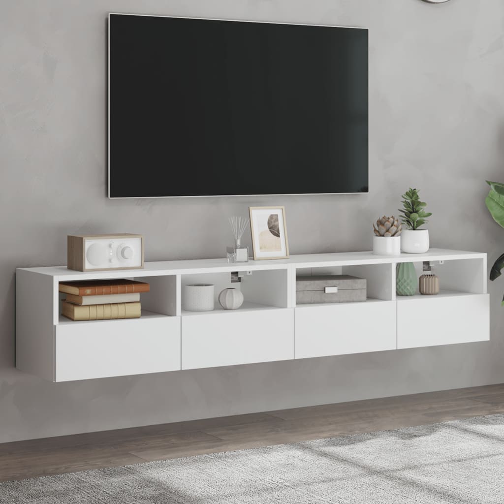 væghængte tv-borde 2 stk. 80x30x30 cm konstrueret træ hvid