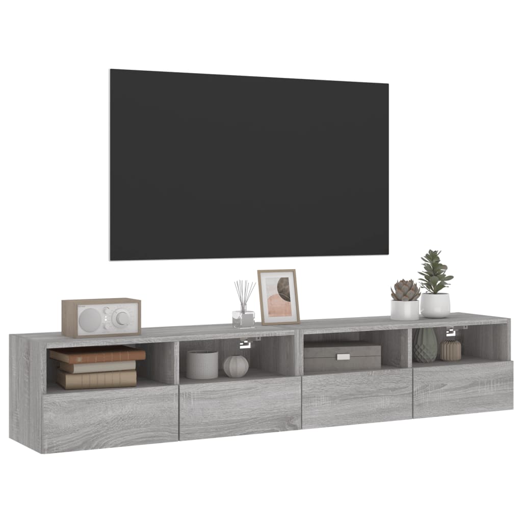 tv-borde 2 stk. til væg 80x30x30 cm konstrueret træ grå sonoma