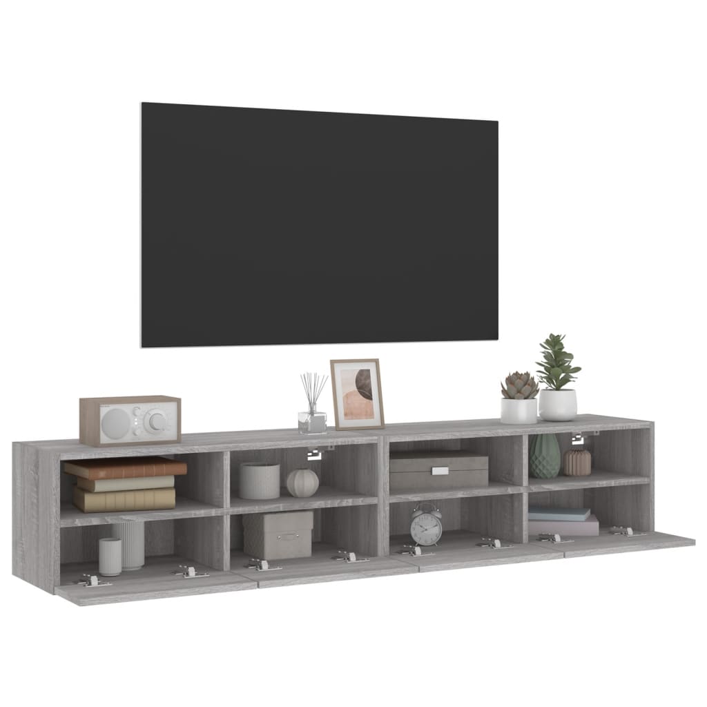 tv-borde 2 stk. til væg 80x30x30 cm konstrueret træ grå sonoma