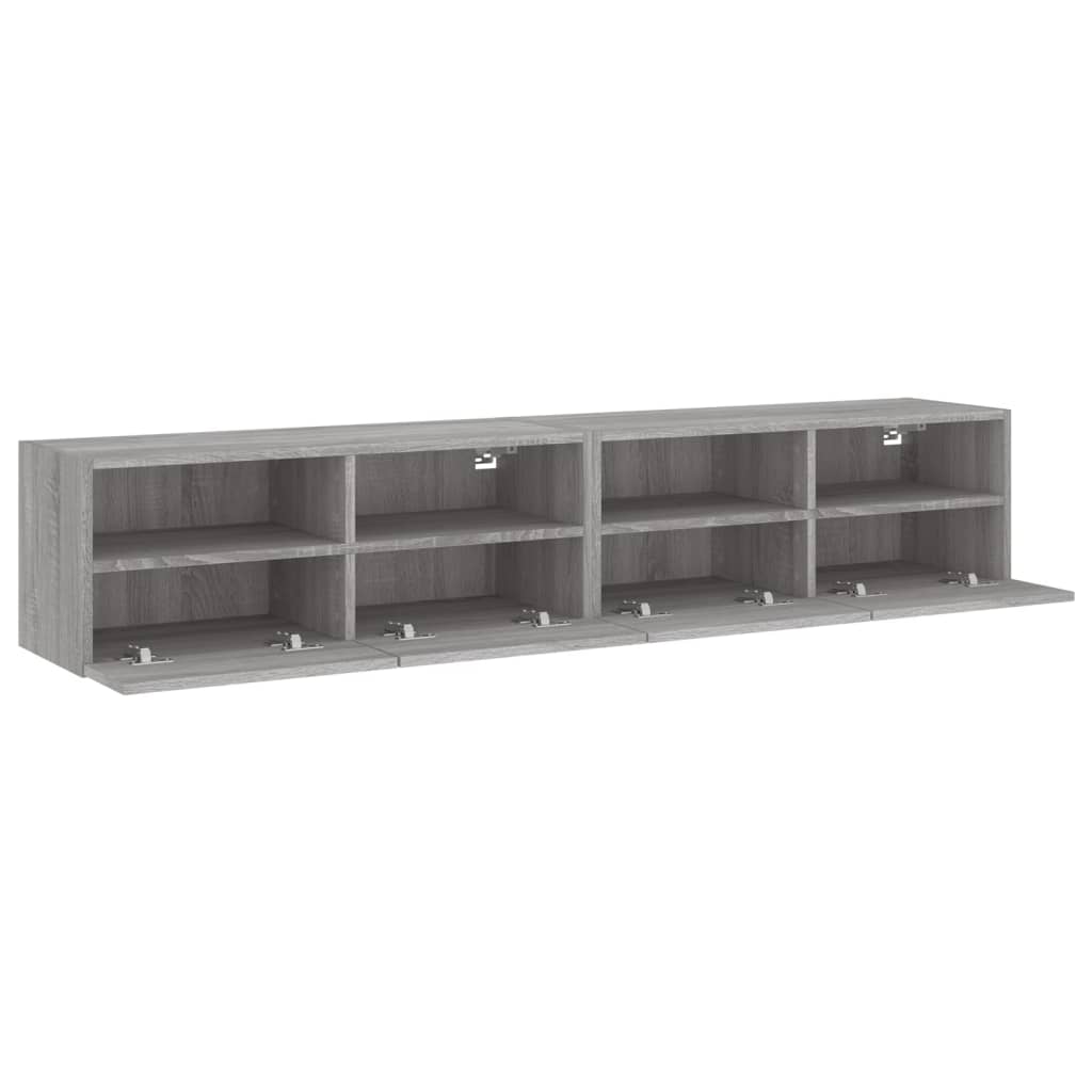tv-borde 2 stk. til væg 80x30x30 cm konstrueret træ grå sonoma