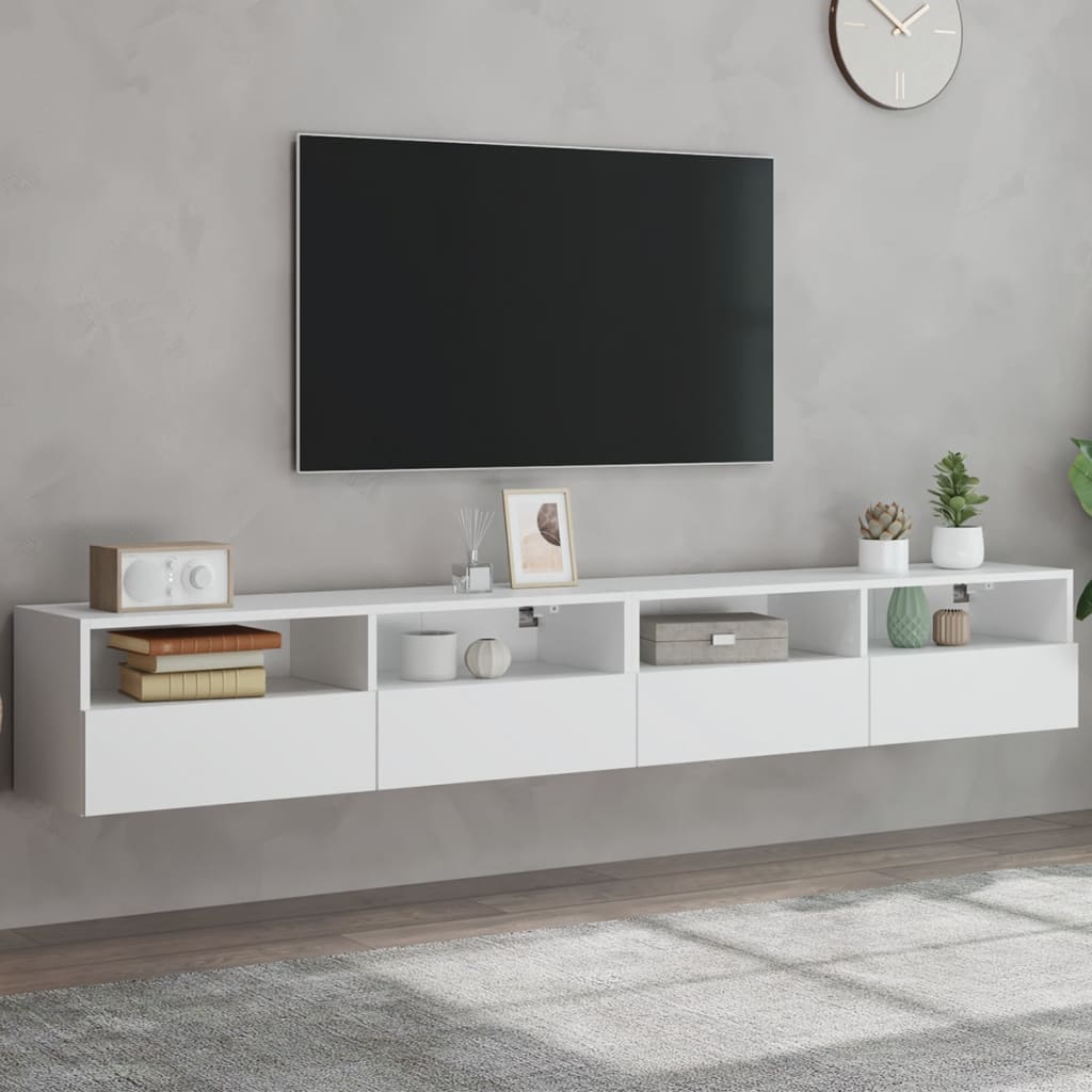 væghængte tv-borde 2 stk. 100x30x30 cm konstrueret træ hvid