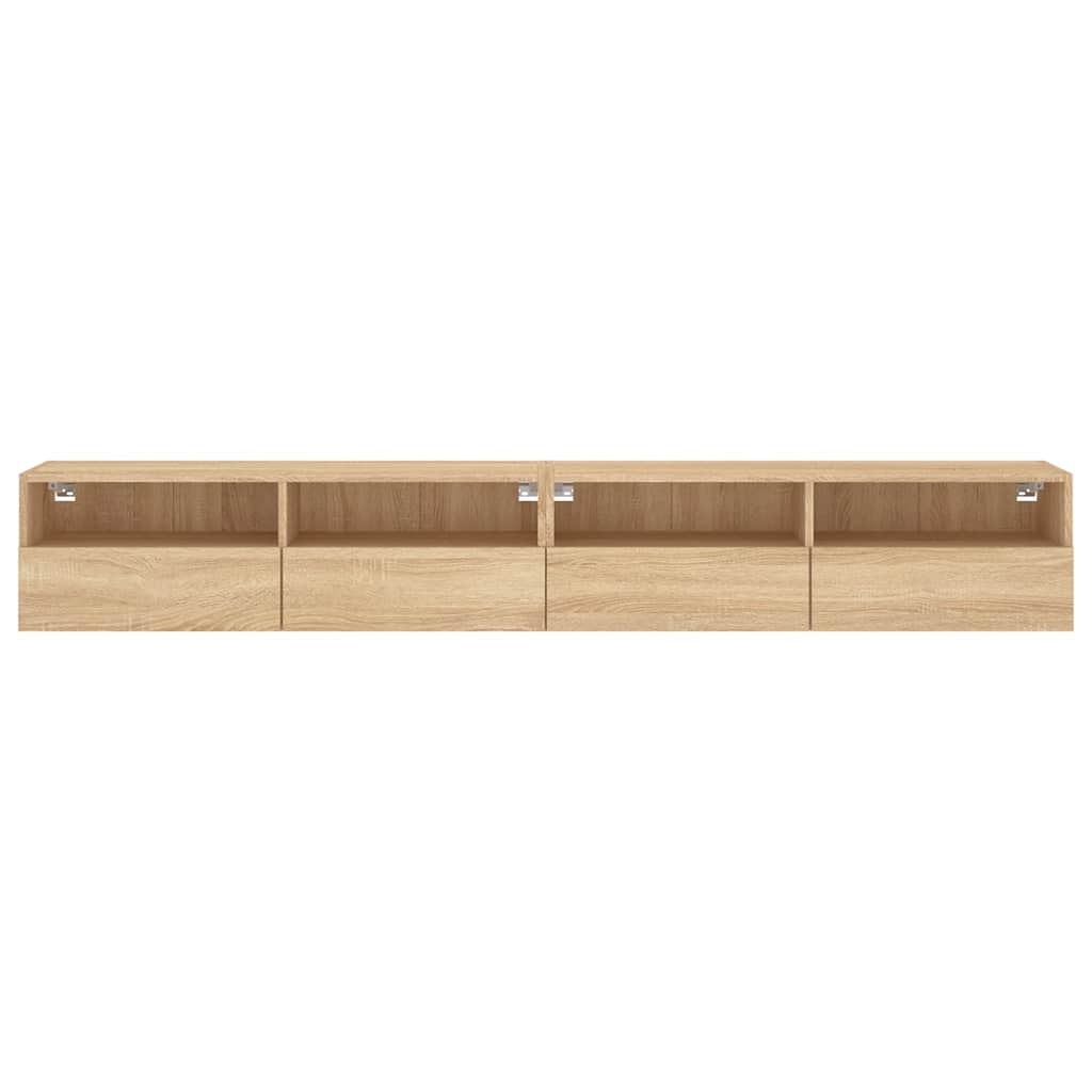 væghængt tv-bord 2 stk. 100x30x30 cm konstrueret træ sonoma-eg