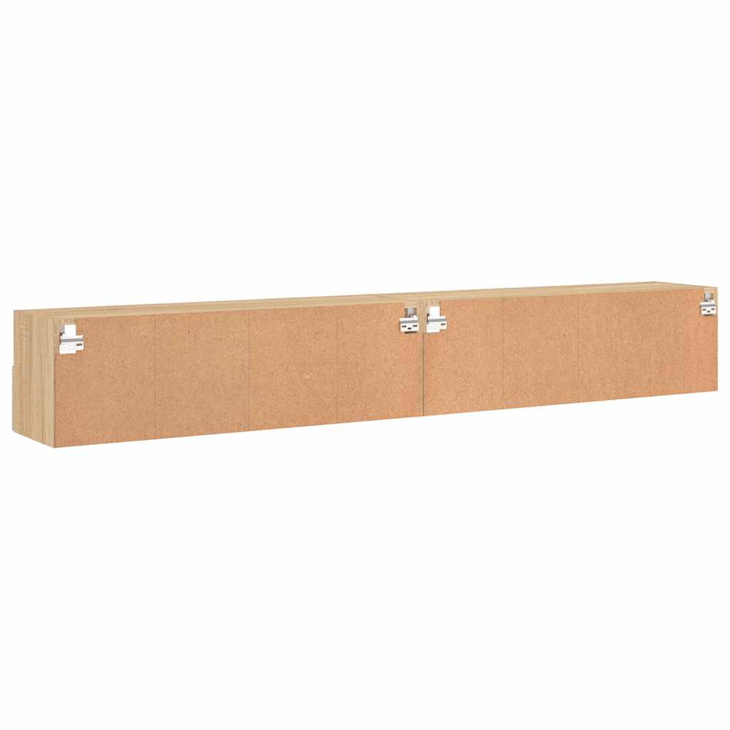 væghængt tv-bord 2 stk. 100x30x30 cm konstrueret træ sonoma-eg