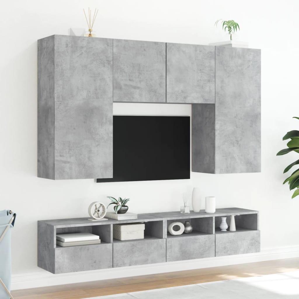 væghængte tv-borde 2 stk. 100x30x30 cm konstrueret træ betongrå