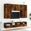 væghængt tv-bord 100x30x30 cm konstrueret træ røget egetræ