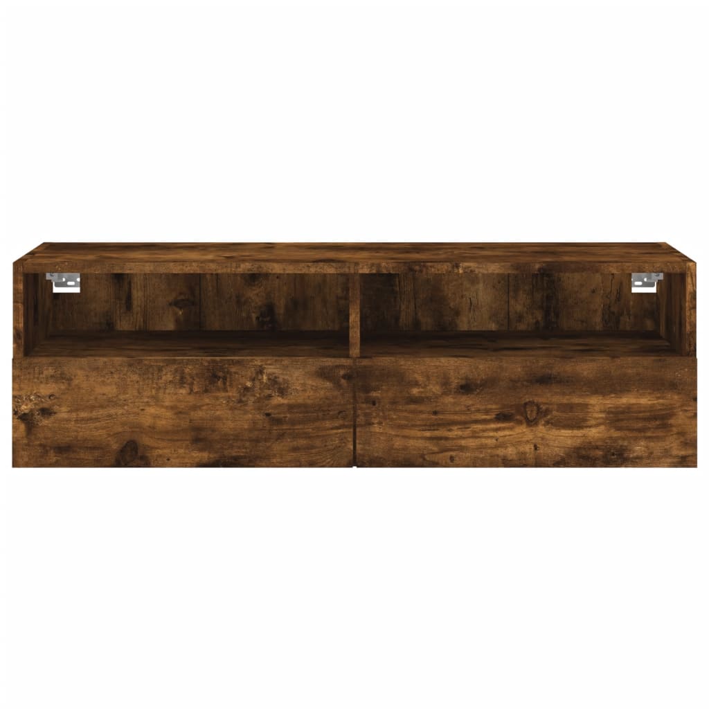 væghængt tv-bord 100x30x30 cm konstrueret træ røget egetræ