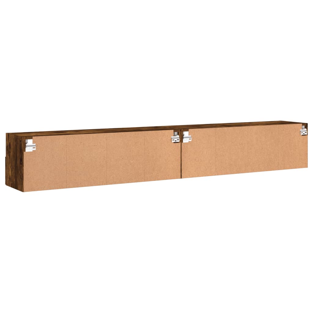 tv-borde til væg 2 stk. 100x30x30 cm konstrueret træ røget eg