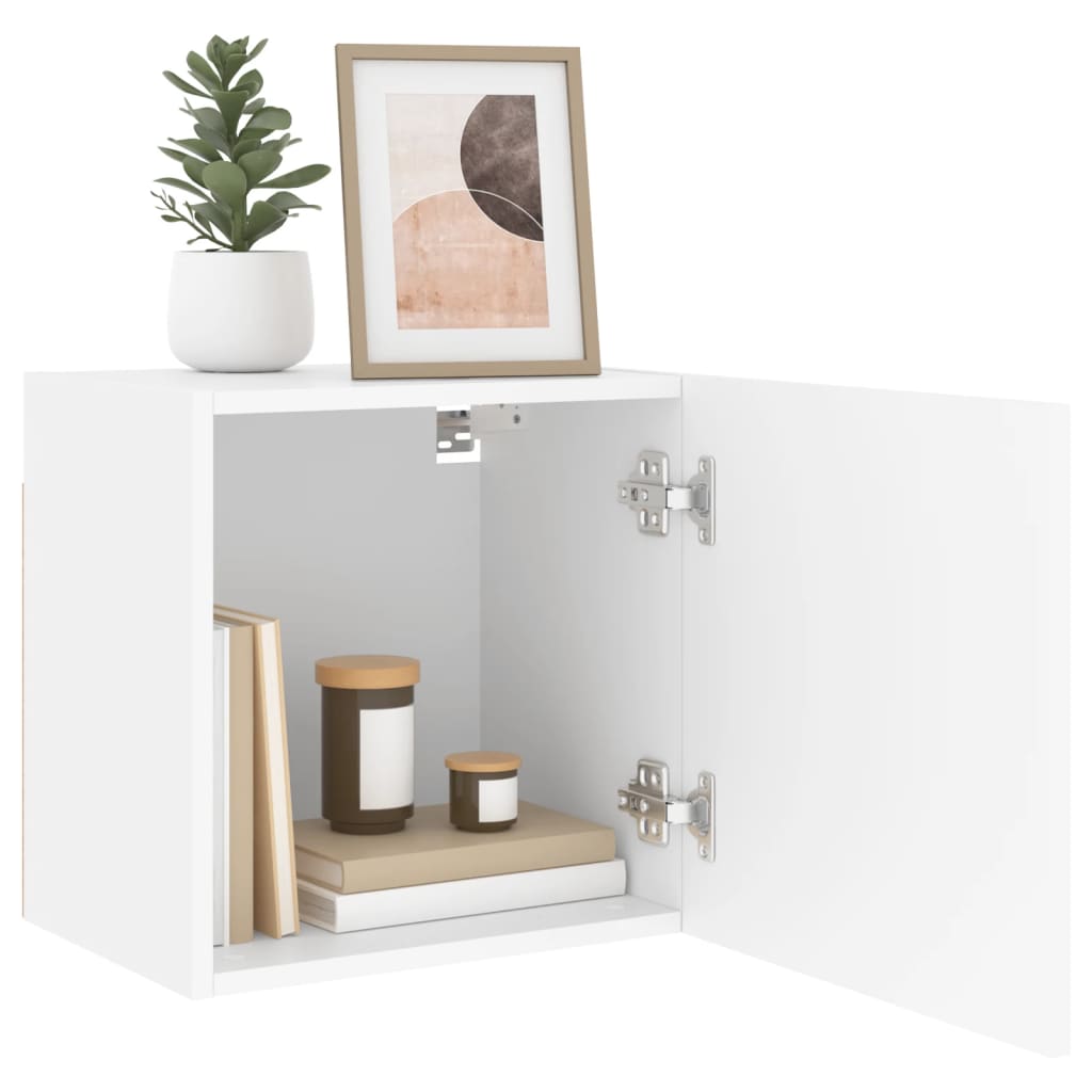 væghængt tv-bord 40,5x30x40 cm konstrueret træ hvid