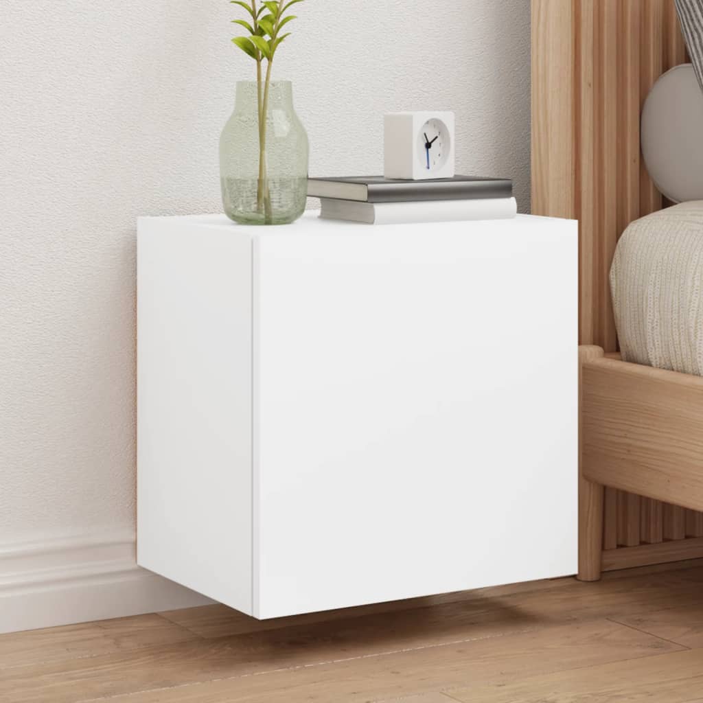 væghængt tv-bord 40,5x30x40 cm konstrueret træ hvid