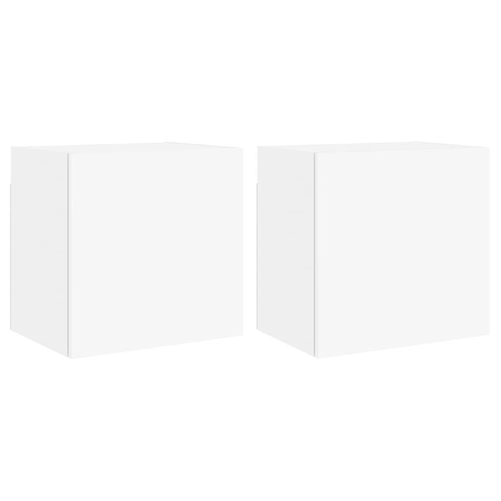 væghængte tv-borde 2 stk. 40,5x30x40 cm konstrueret træ hvid