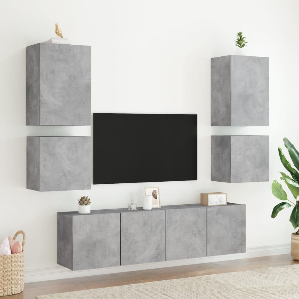 væghængt tv-bord 40,5x30x40 cm konstrueret træ betongrå