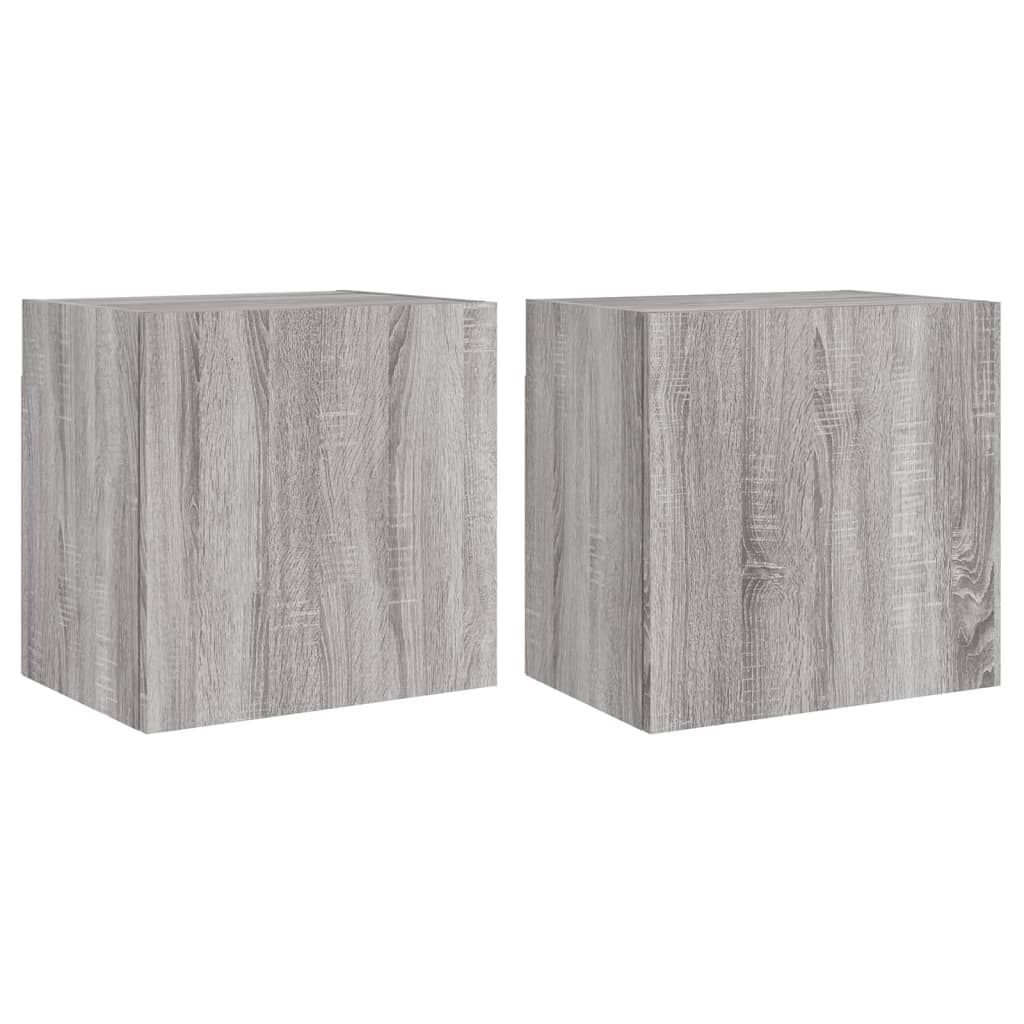 tv-bord til væg 2 stk. 40,5x30x40 cm konstrueret træ grå sonoma