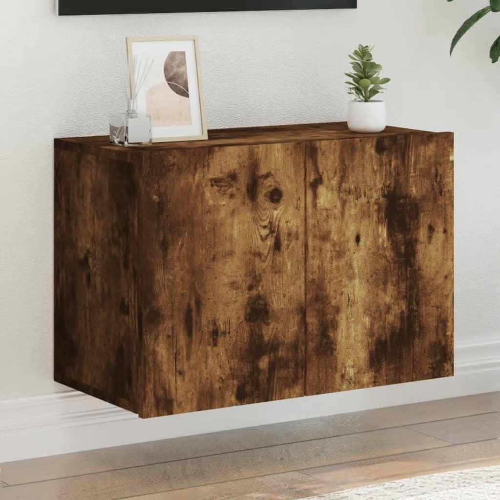 væghængt tv-bord 60x30x41 cm røget egetræsfarve