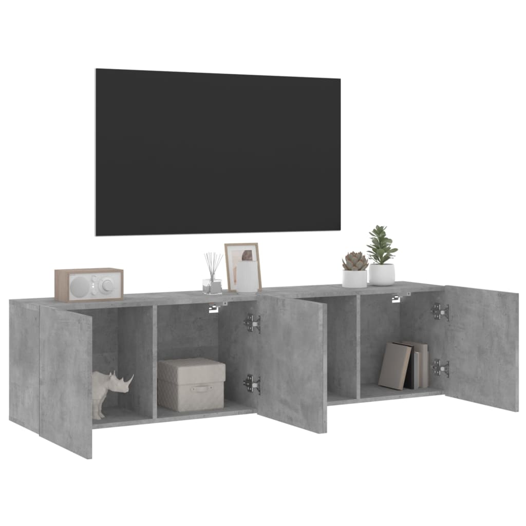 væghængte tv-borde 2 stk. 80x30x41 cm betongrå