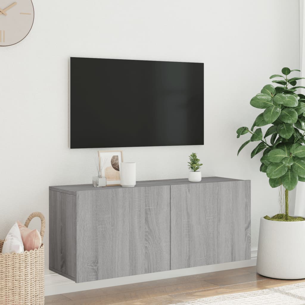 væghængt tv-bord 100x30x41 cm grå sonoma-eg