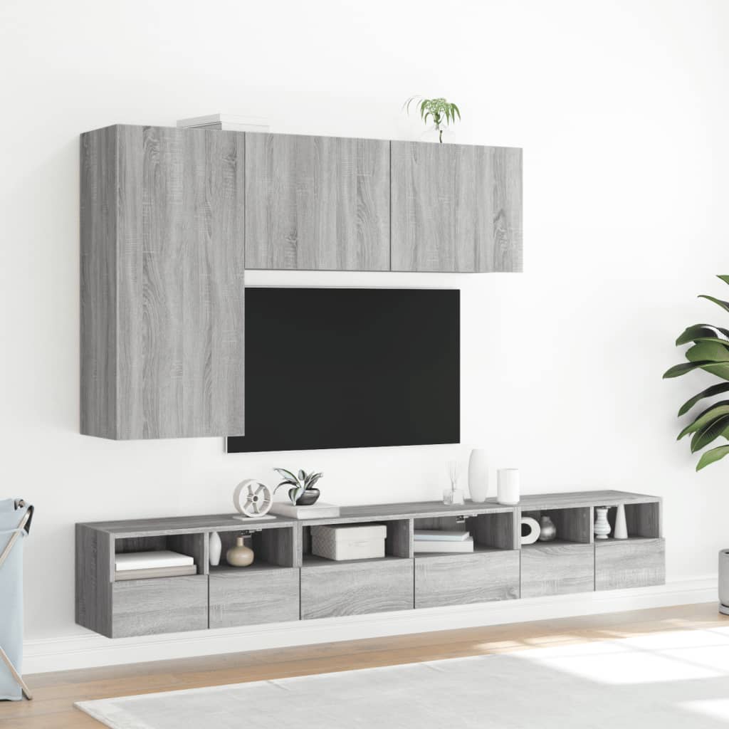 væghængt tv-bord 100x30x41 cm grå sonoma-eg