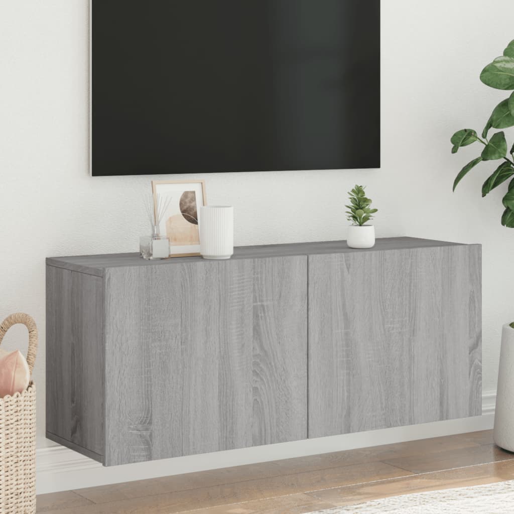 væghængt tv-bord 100x30x41 cm grå sonoma-eg