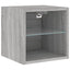 væghængt tv-bord med LED-lys 30x28,5x30 cm grå sonoma-eg
