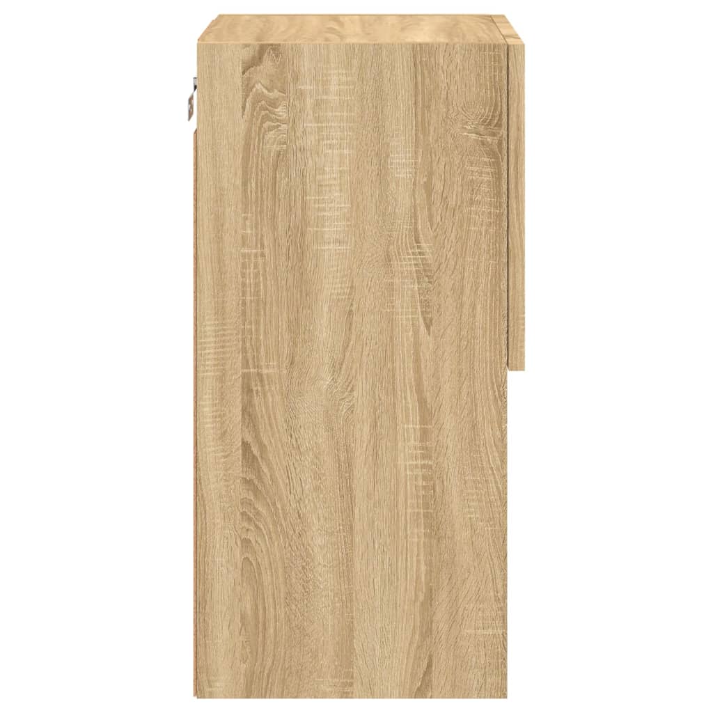 tv-borde med LED-lys 2 stk. 30,5x30x60 cm sonoma-eg