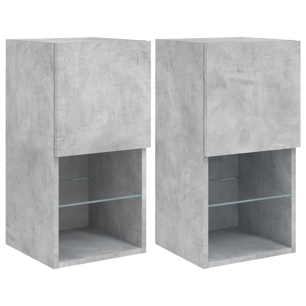 tv-borde med LED-lys 2 stk. 30,5x30x60 cm betongrå