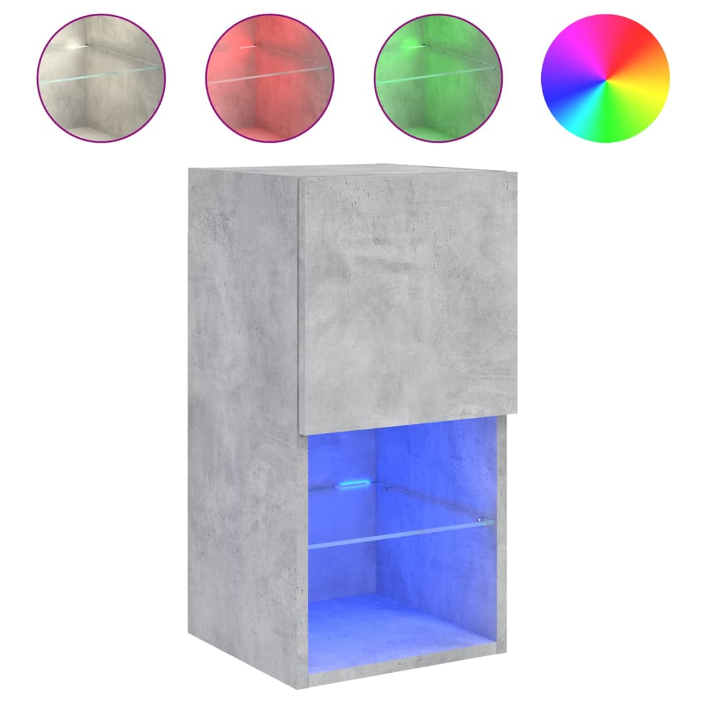 tv-borde med LED-lys 2 stk. 30,5x30x60 cm betongrå
