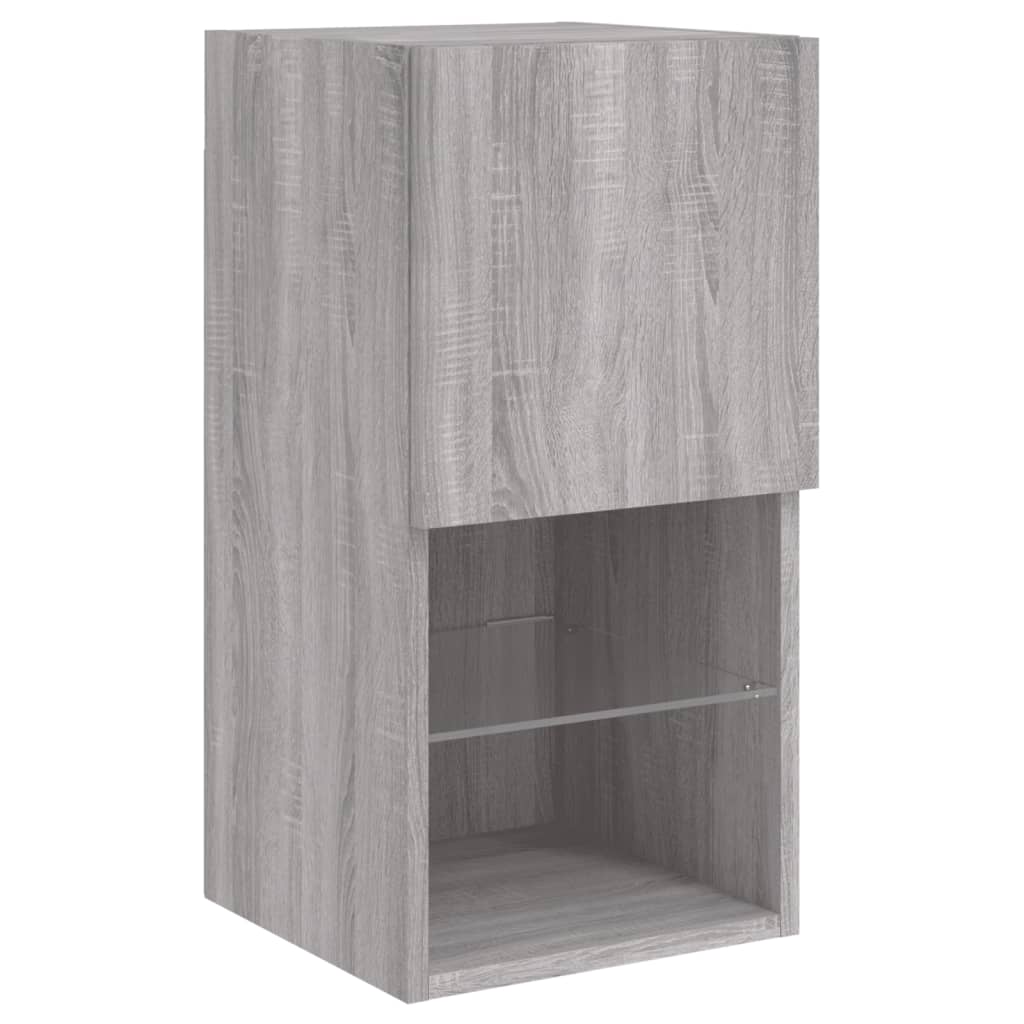 tv-bord med LED-lys 30,5x30x60 cm grå sonoma-eg