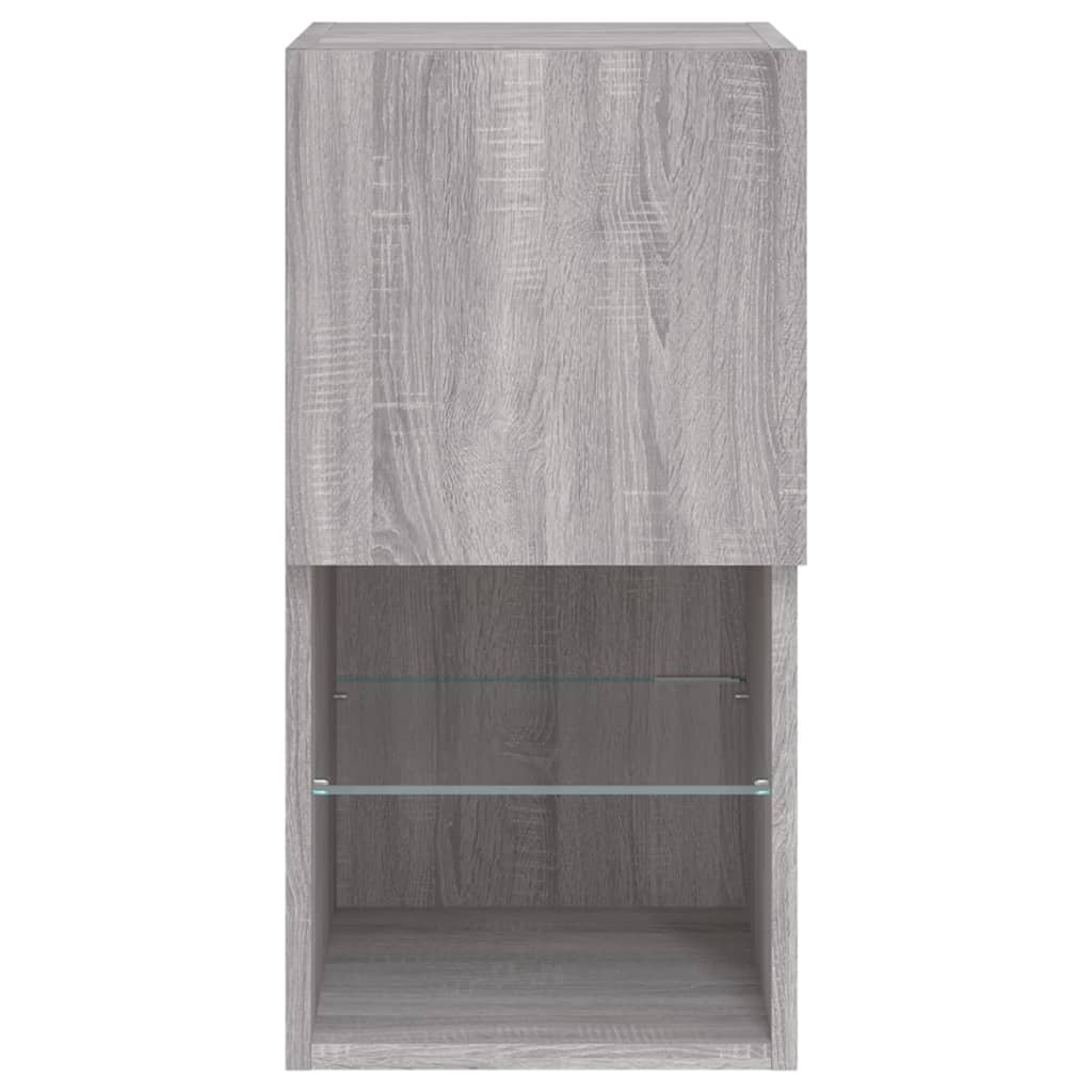 tv-borde 2 stk. med LED-lys 30,5x30x60 cm grå sonoma-eg