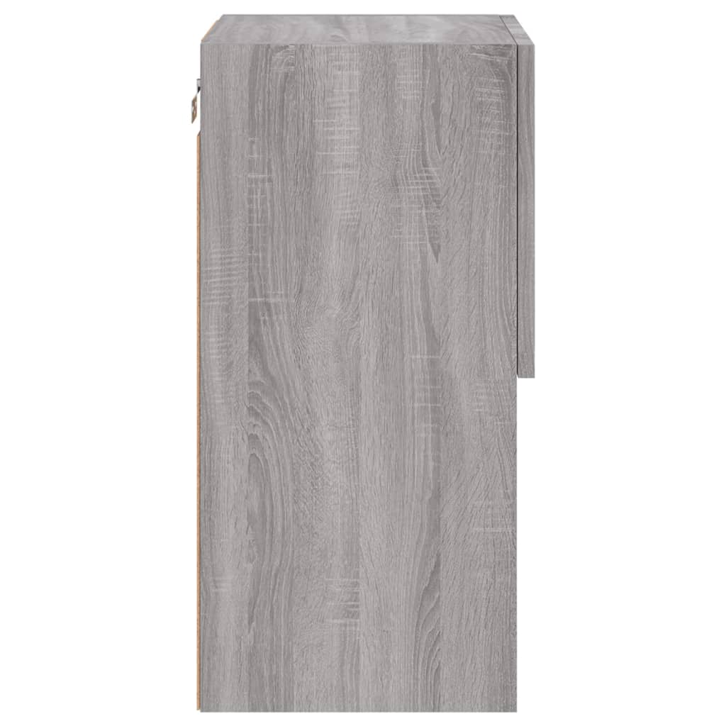 tv-borde 2 stk. med LED-lys 30,5x30x60 cm grå sonoma-eg