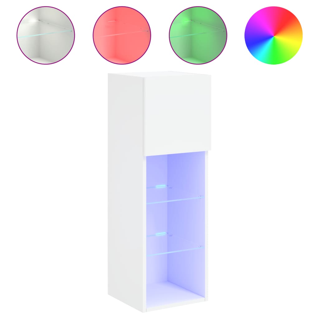 tv-bord med LED-lys 30,5x30x90 cm hvid