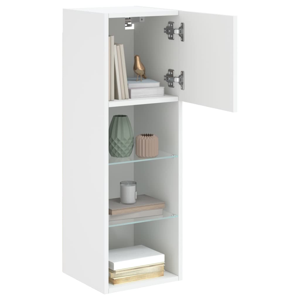 tv-bord med LED-lys 30,5x30x90 cm hvid