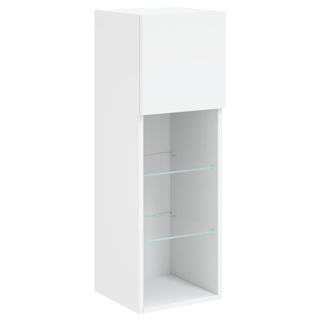 tv-bord med LED-lys 30,5x30x90 cm hvid