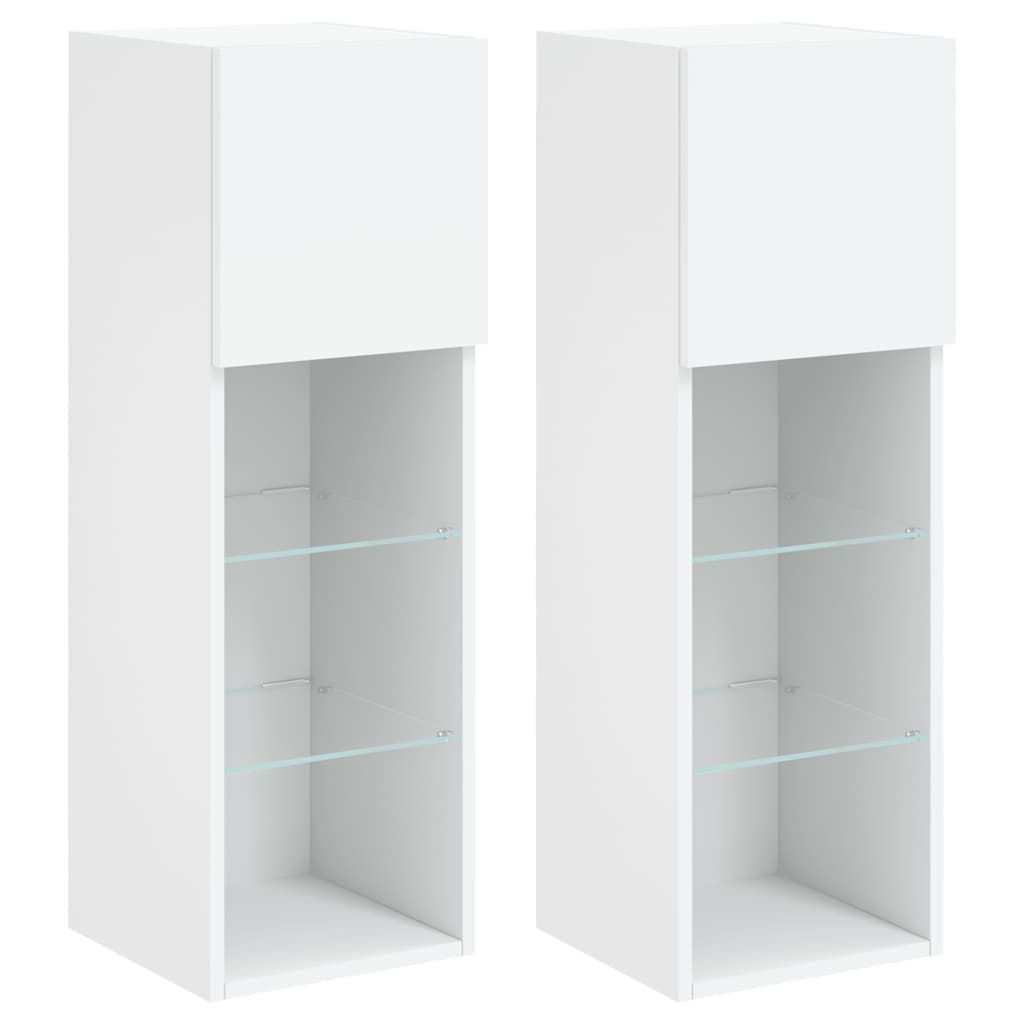 tv-borde 2 stk. med LED-lys 30,5x30x90 cm hvid