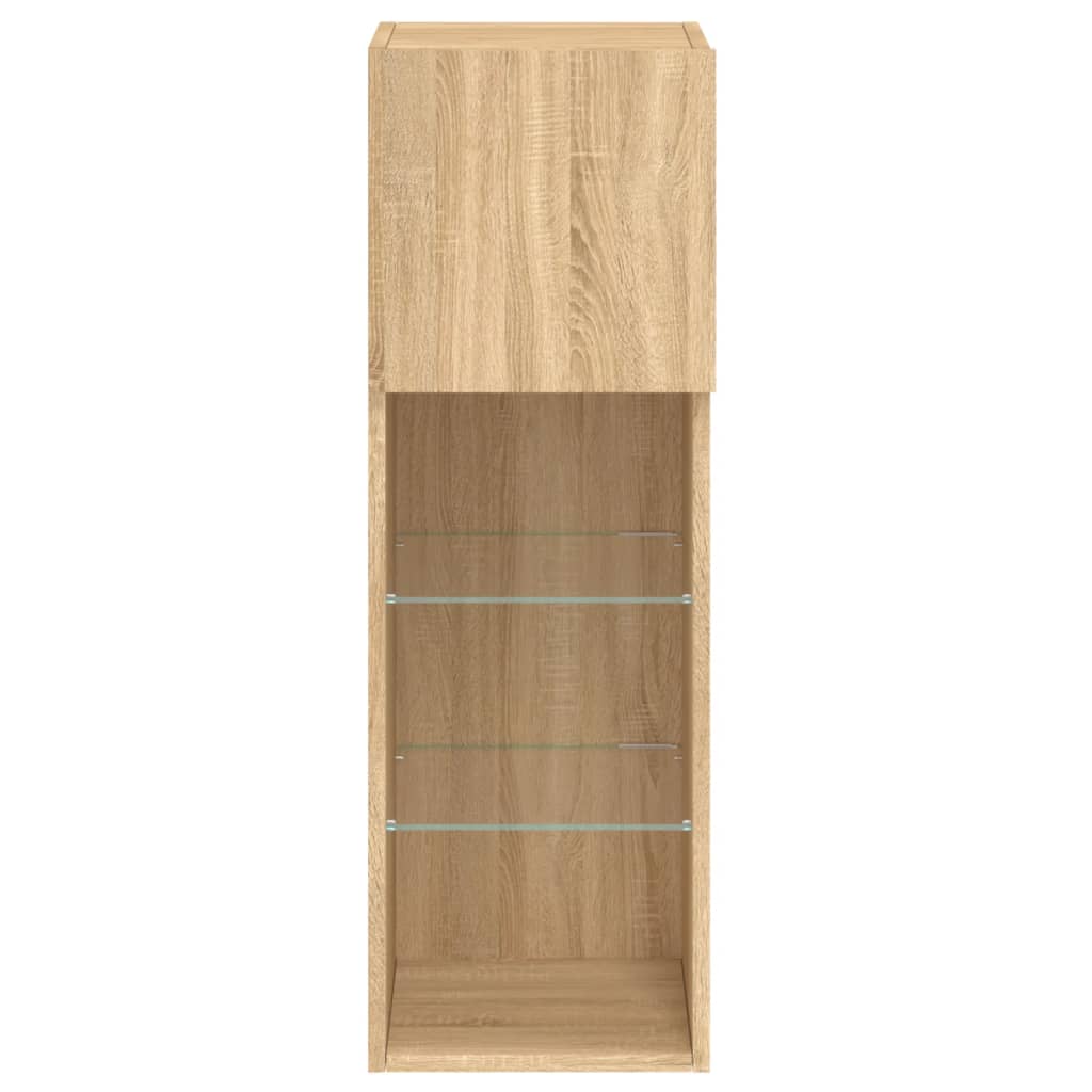 tv-bord med LED-lys 30,5x30x90 cm sonoma-eg