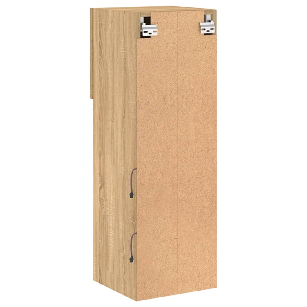 tv-borde 2 stk. med LED-lys 30,5x30x90 cm sonoma-eg