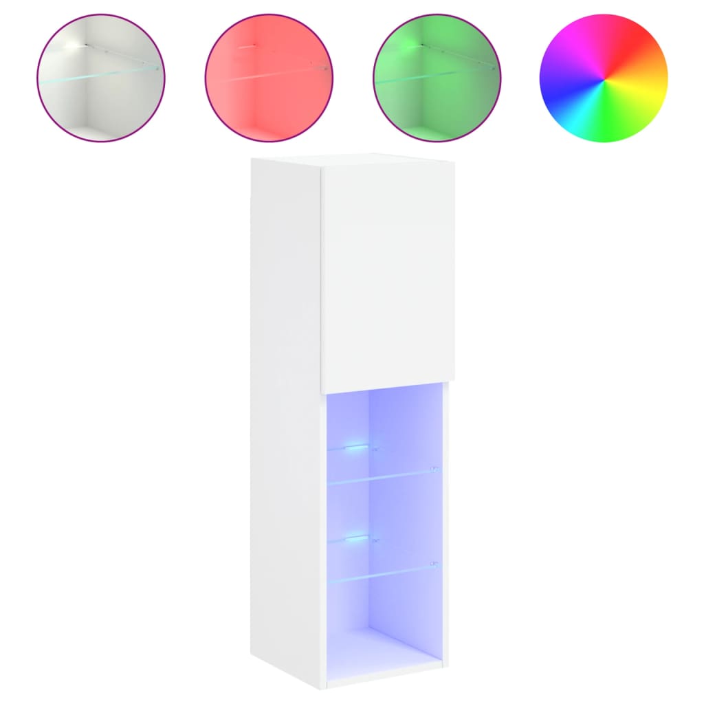 tv-bord med LED-lys 30,5x30x102 cm hvid