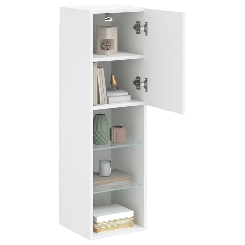 tv-bord med LED-lys 30,5x30x102 cm hvid