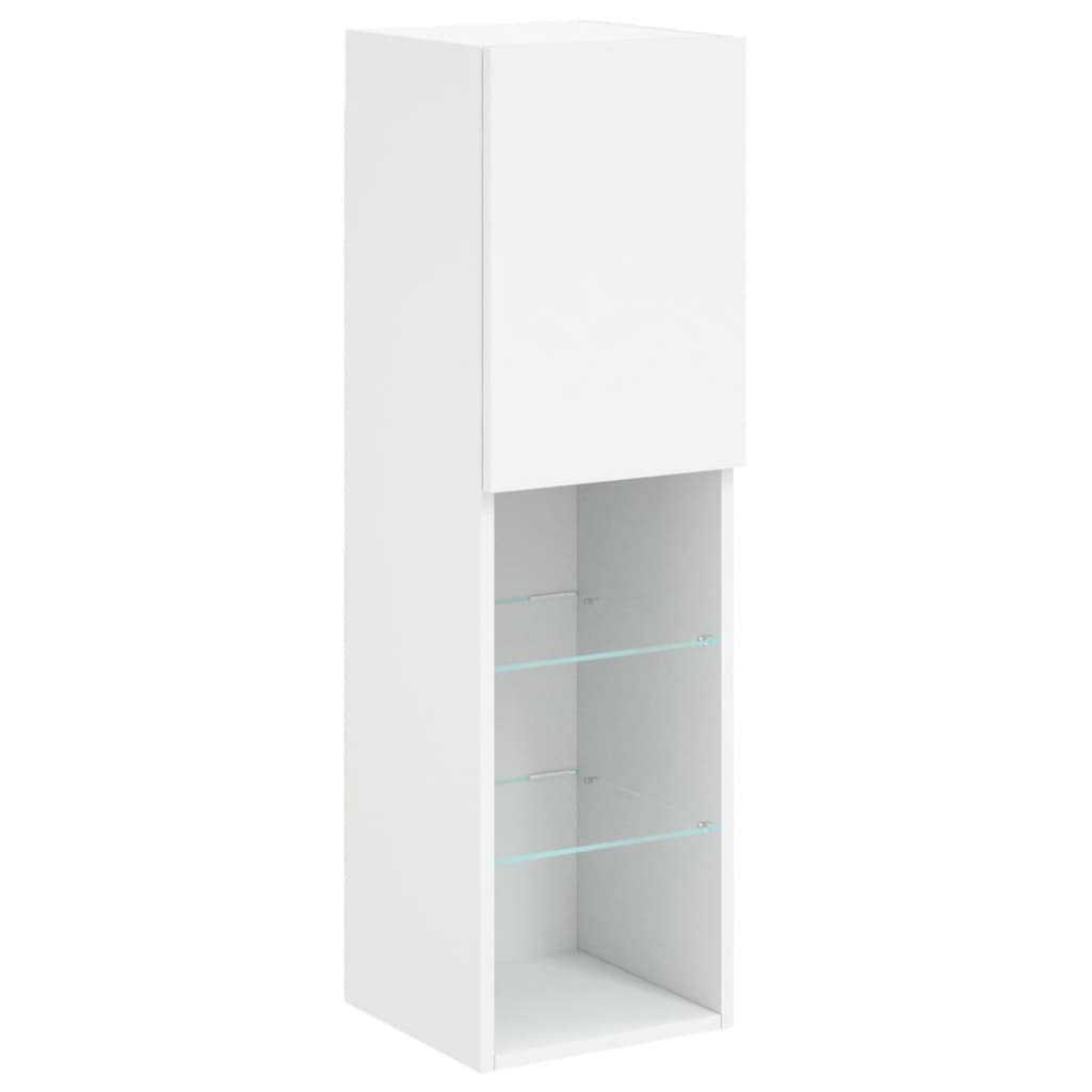 tv-bord med LED-lys 30,5x30x102 cm hvid