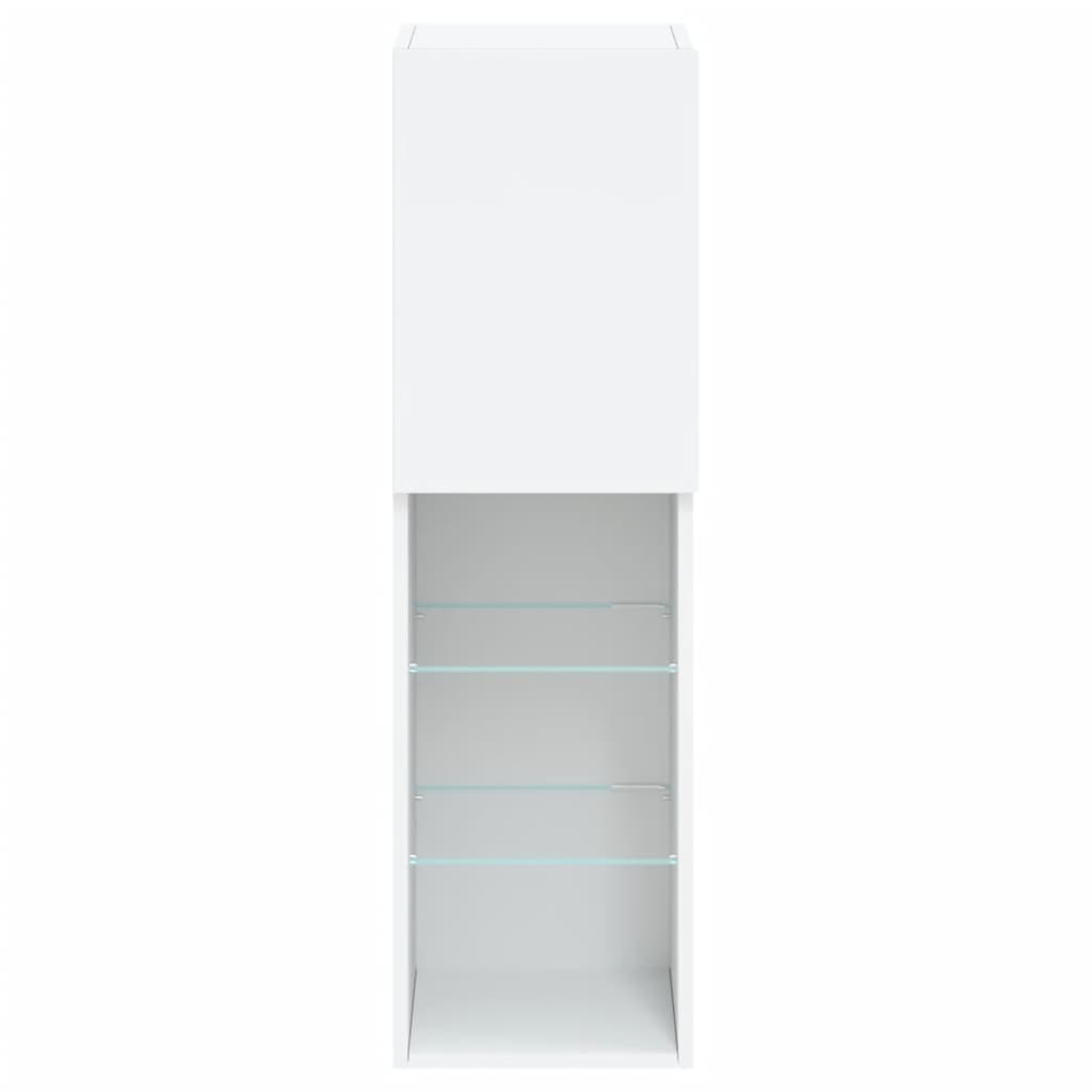 tv-bord med LED-lys 30,5x30x102 cm hvid