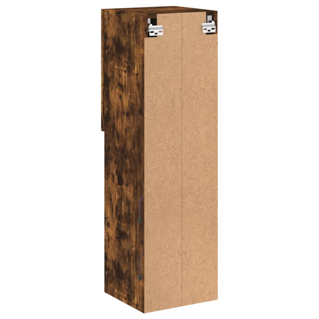 tv-borde med LED-lys 2 stk. 30,5x30x102 cm røget egetræsfarve