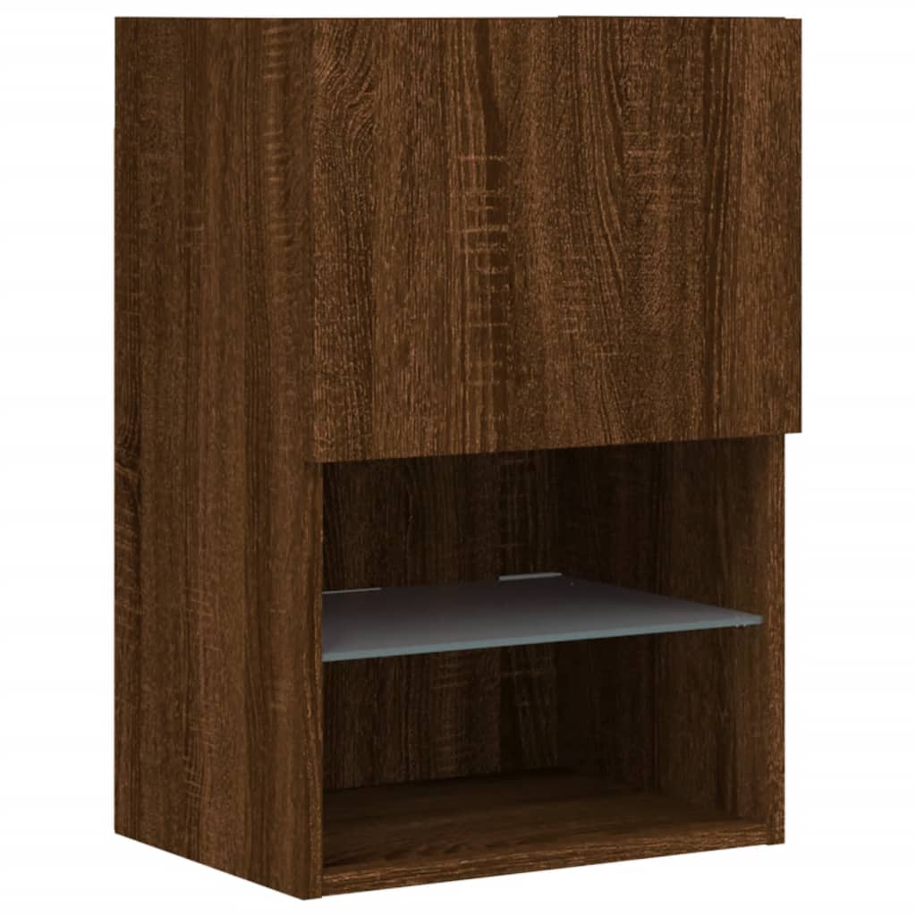 tv-bord med LED-lys 40,5x30x60 cm brun egetræsfarve