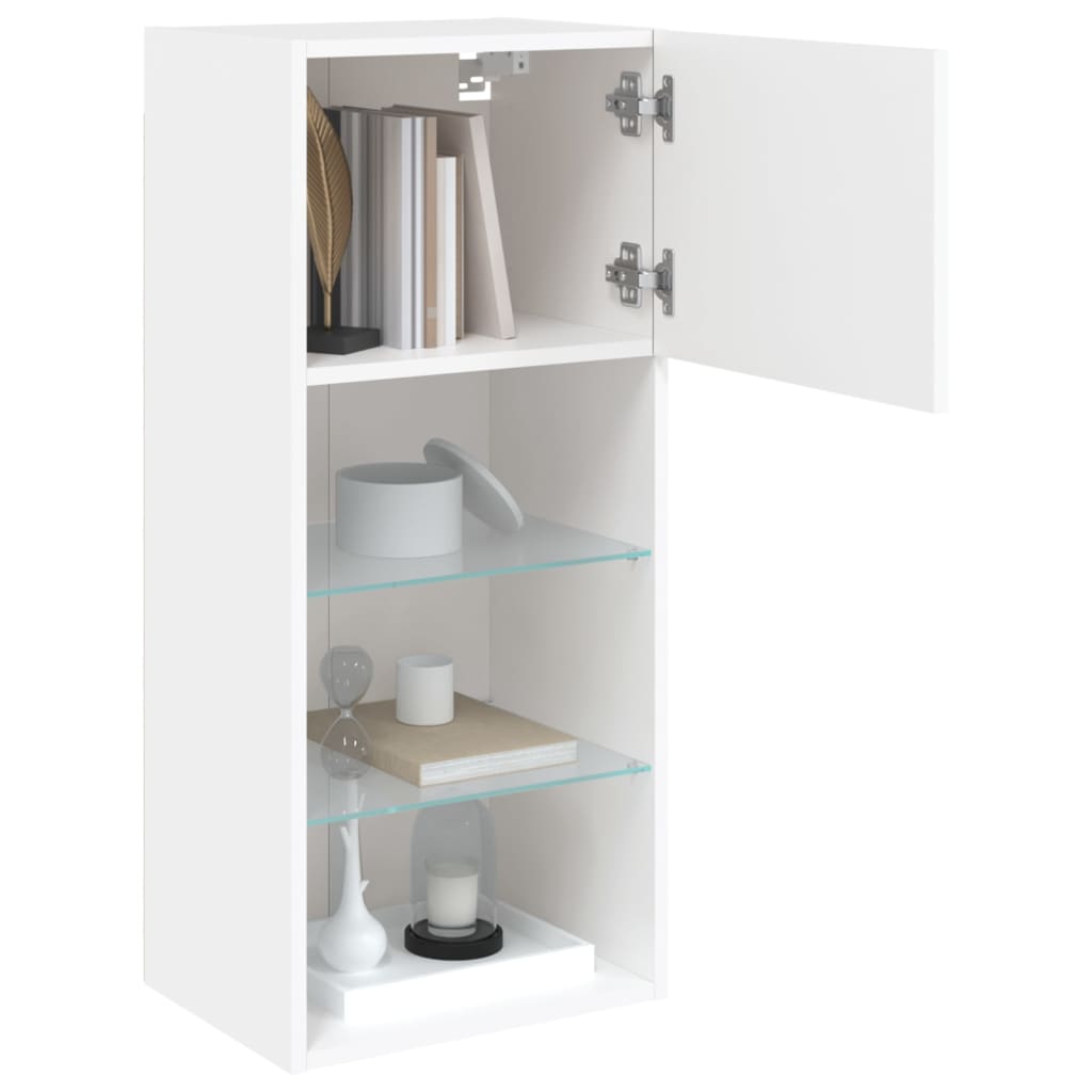 tv-bord med LED-lys 40,5x30x60 cm hvid